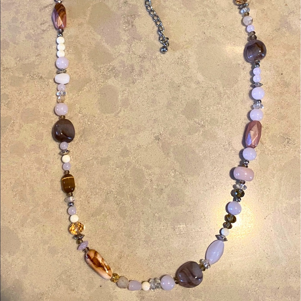 Chico’s Beaded Silver-Tone Necklace 18” drop